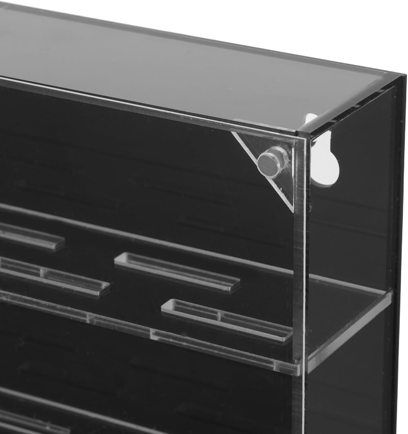 Acrylic Coin Display Case: Desktop Challenge Coin Stand with 45-Slots and Protective Door - Poker Chips Organizer for Home or Office