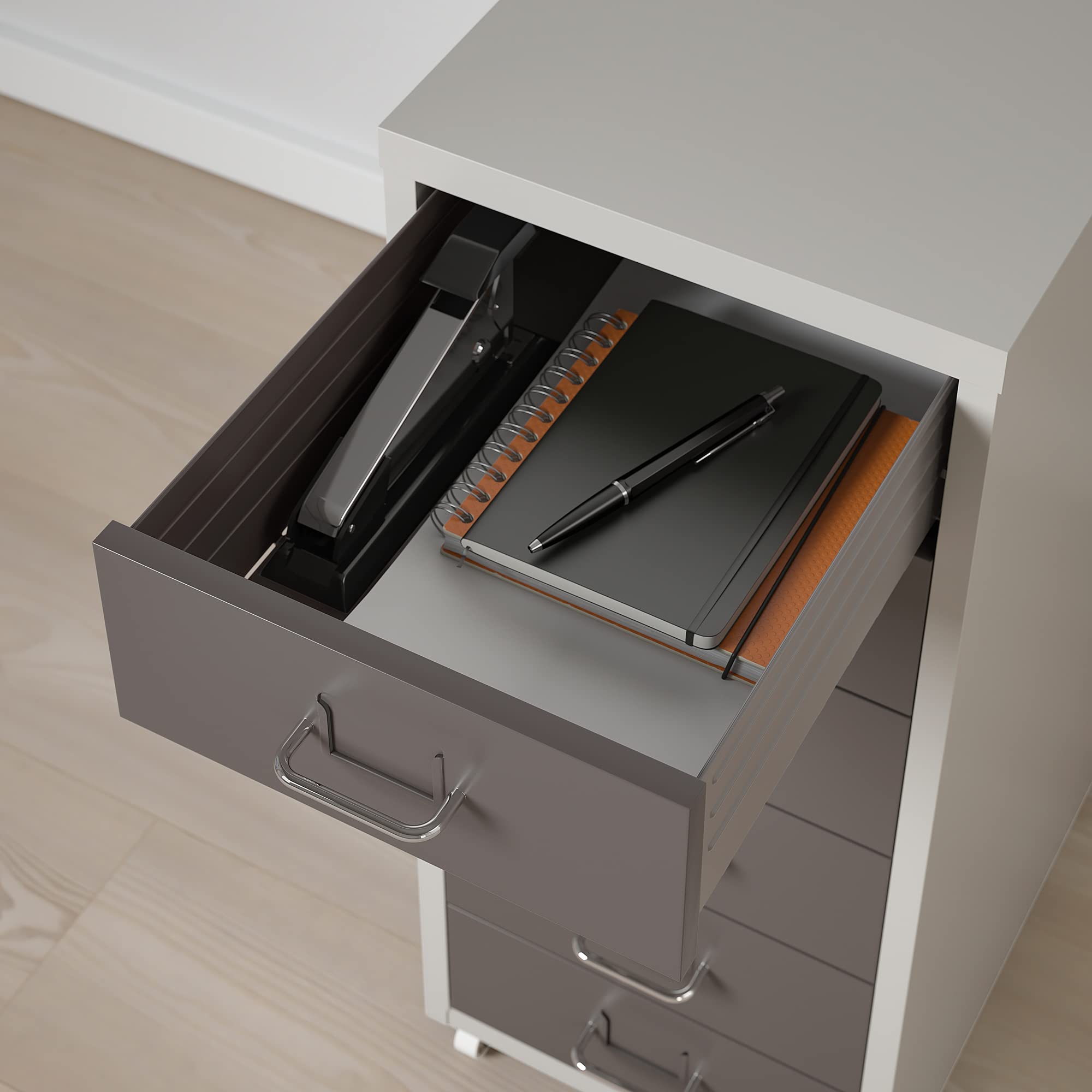 Ikea HELMER drawer unit on wheels, 28x69 cm, dark grey/light grey