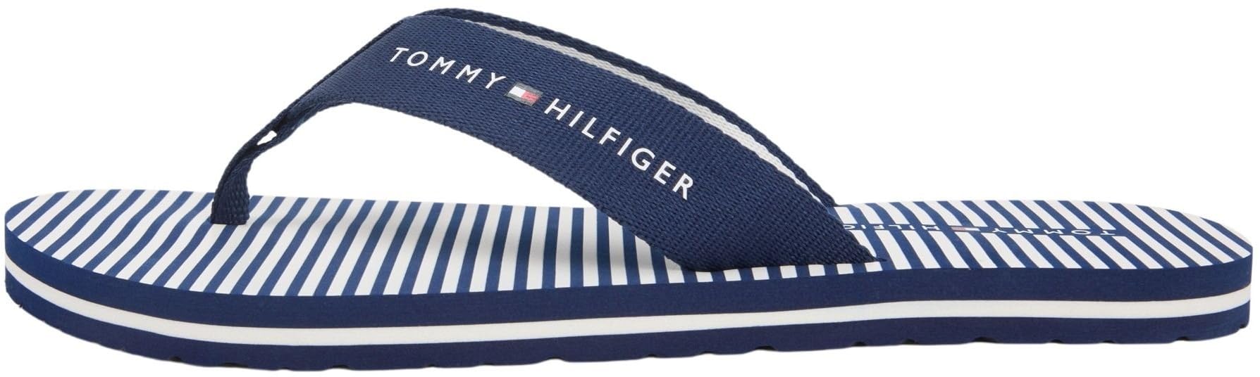 Tommy Hilfiger Th Ithaca Stripe Summer Sandal – Zehentrenner, Blue (Preppy Navy)