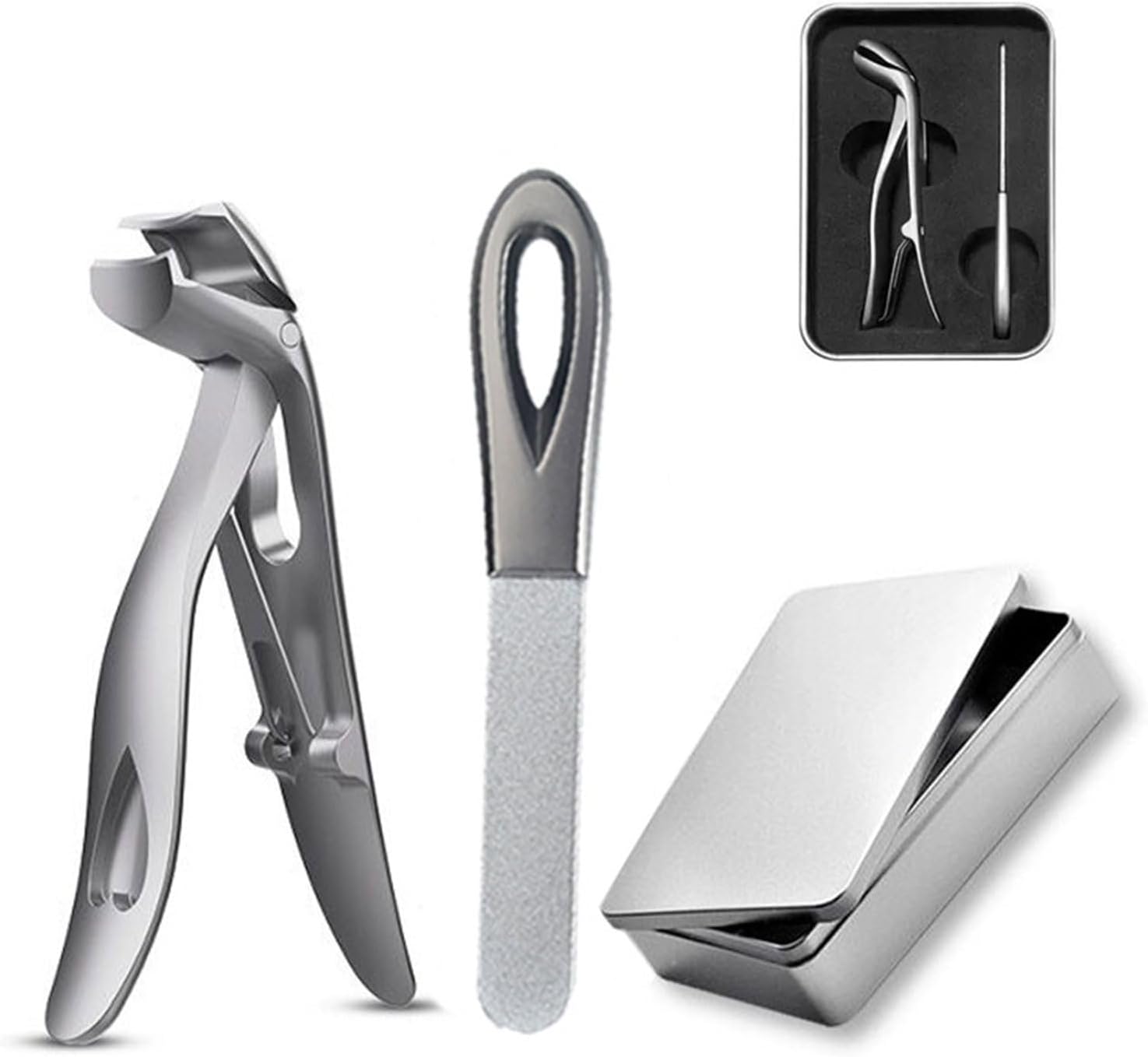 Nail Clipper Angled Head Nail Clipper Angled Head for Thick Nails Toenail Clipper Large Nail Clipper with Metal Nail File, Premium Nail Cutter for Men and Women Trimmer Ergonomic Toe Nail Clipper for Thick Nails for Elderly Silver