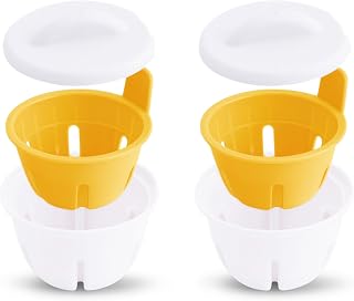 CLOVE Egg Poacher for Microwave Oven, 2 BPA-Free Cups, Dishwasher Safe with Lid and Removable Tray (Yellow, Single)