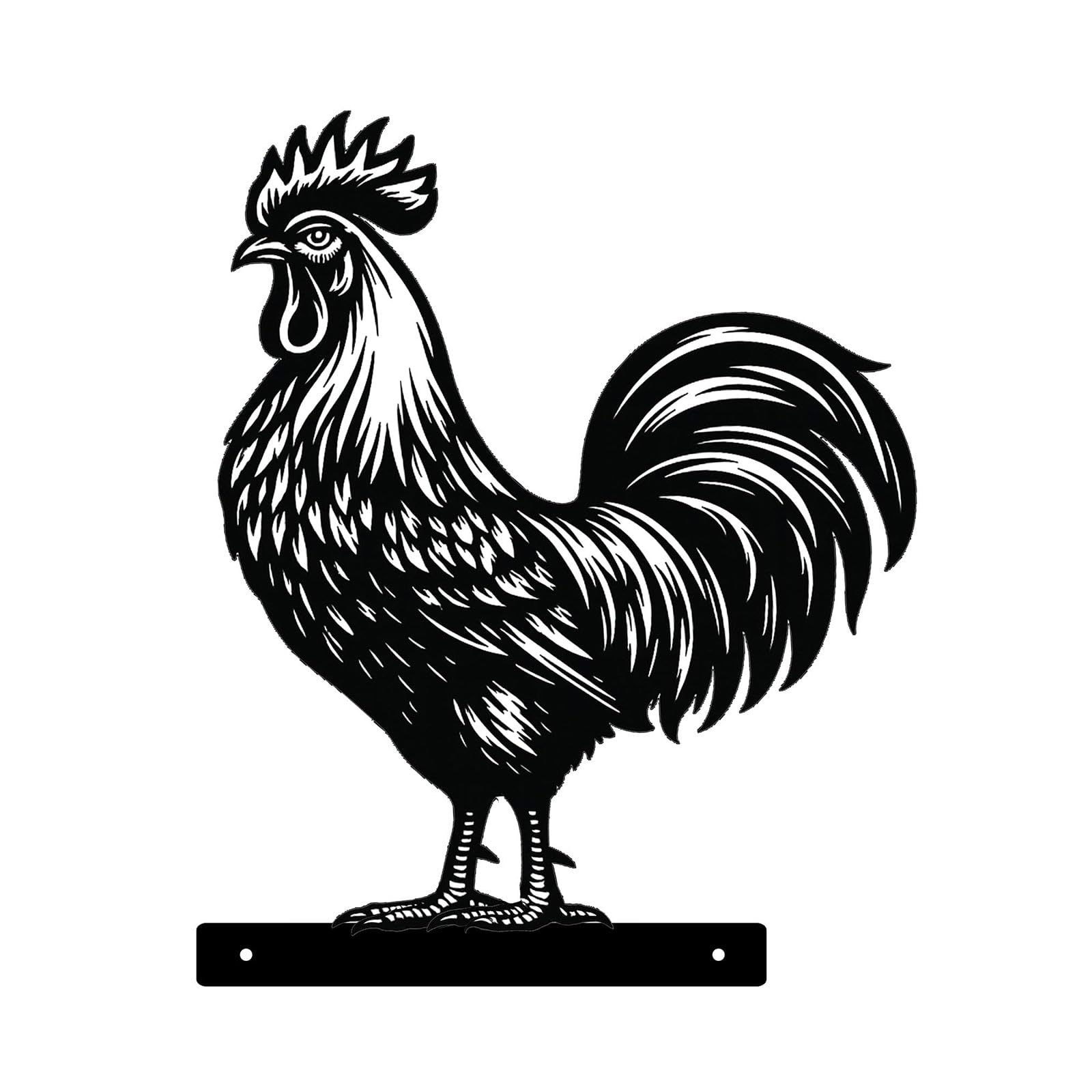 Primus Home & Garden Black Primus Peeking Farmyard Rooster Metal Silhouette Garden Fence Topper Decoration