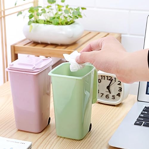 Miniatura 3 de HAPINARY Papelera miniatura de escritorio, material de polipropileno, mecanismo de apertura de tapa abatible, colores surtidos, 2 piezas