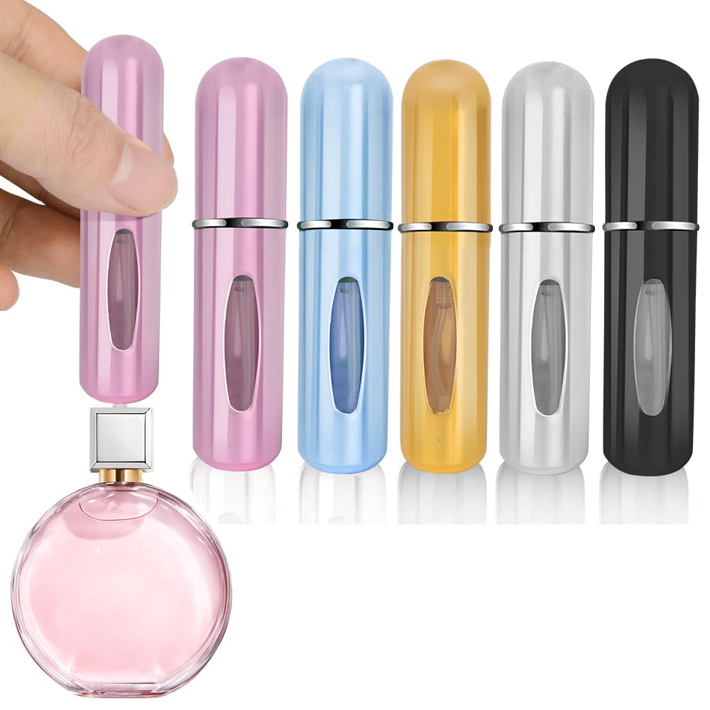 iDeep Refillable Perfume Atomizer Bottle, 5Pcs Portable 5ml Mini Refillable Perfume Spray Scent Pump Case Perfume Dispenser Pump Transfer Tool for Travel-image-14