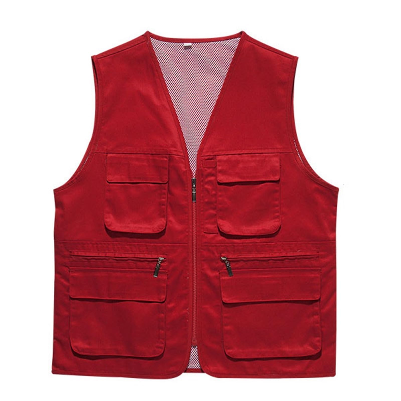 CLSQLXYJZC Gilet Pesca Uomo Per Attività All'aperto, Gilet Da Uomo Estivo Da Lavoro Safari Viaggio Foto Zip Scollo A V In Rete Traspirante, Giacca Antivento Impermeabile Con Cerniera All'aperto