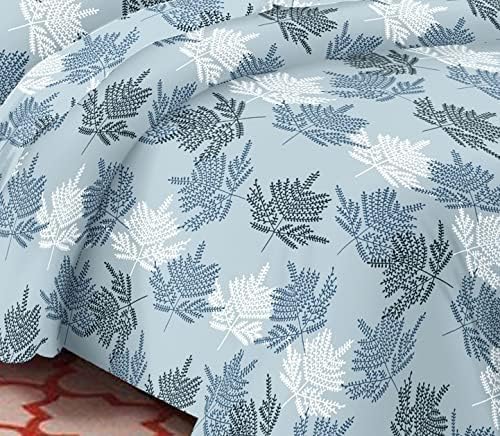 Image of Trance Home Linen 100% Cotton Printed Zippered Single Size Duvet /Blanket /Quilt Cover | Comforter /Razai Cover | 60 x 92 Inch Fern Paradise Blue