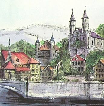 絵画　リトグラフ　城塞　ジェームス・フォード　新品額装　箱付 Amazon.co.jp: ジェームス・フォード『教会のある街』リトグラフ 版画