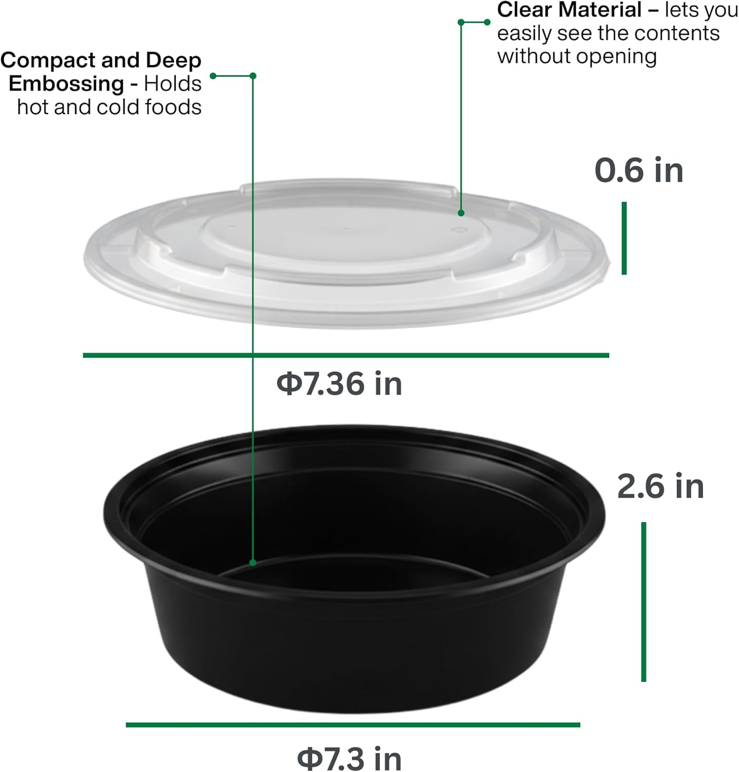 40oz [30 set] Round Meal Prep Containers with Lids, BPA Free Food Storage for Soup and Salad, Microwave/Freezer/Dishwasher Safe - Image 6