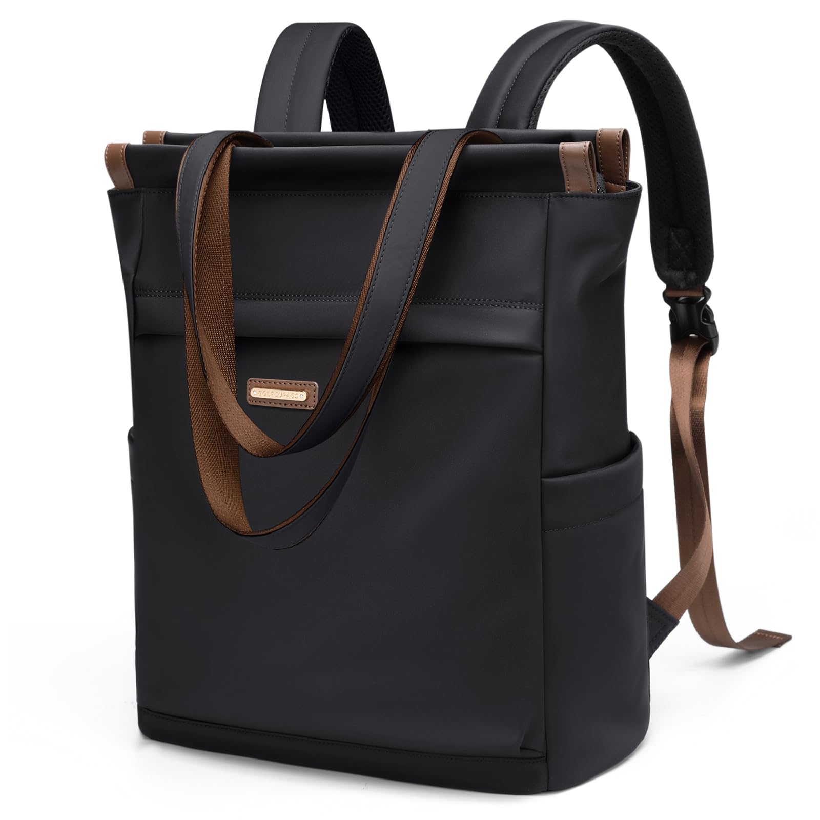 GOLF SUPAGS GOLF SUPAGS Bolso Convertible para Portátil, Mochila para Portátil para Mujer, Bolsa de Viaje Informal para Portátil de 15.6 Pulgadas, para la Escuela, los Viajes, el Trabajo (Negro)