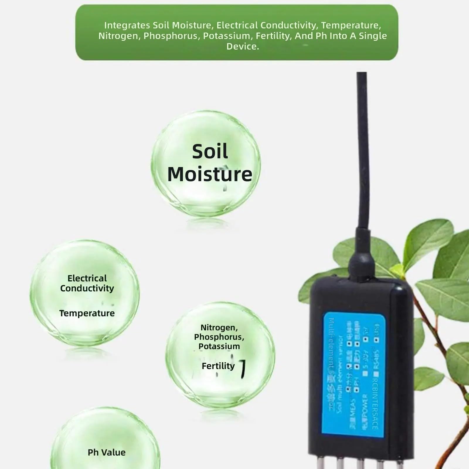 Probador digital de suelo con sensores de temperatura, transductor de nutrientes del suelo para transductor agrícola