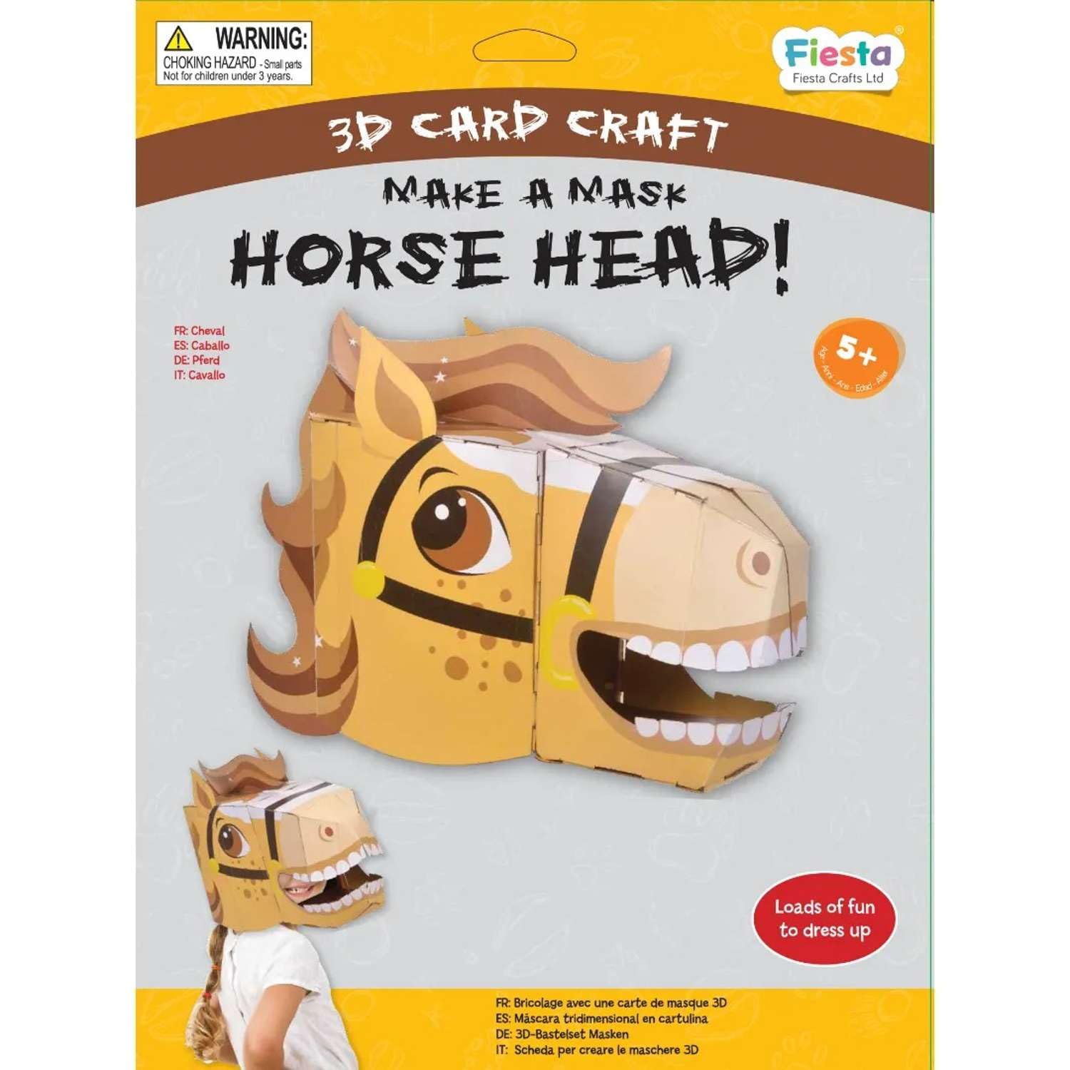 Fiesta Crafts Horse 3D Mask Kit - Colourful & Easy to Assemble Horse Head Costume - Complete Arts and Crafts Set to Improve Motor Skills, Creativity, & Imagination - Fits Kids & Adult Heads โ image 1
