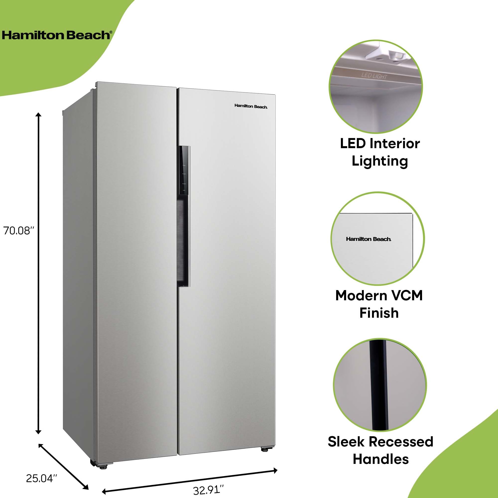 Hamilton Beach Hbf1558 15.6 Cu Ft Counter Depth Full Size Refrigerator, Side Doors, Stainless on Fridge.com - View 6
