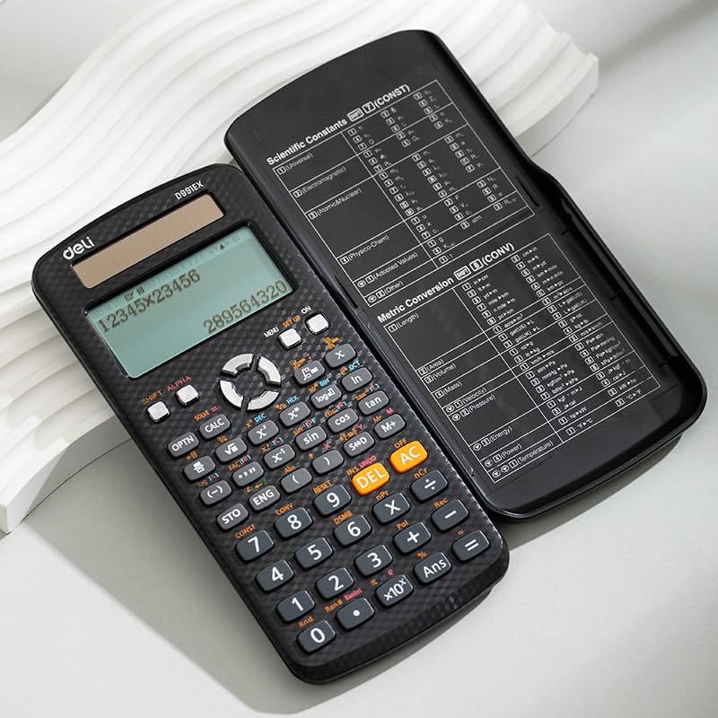 Image of deli E991EX Scientific Calculator with 3 Years Warranty 552F Textbook Display ANS Function Fractional Arithmetic Function - Black