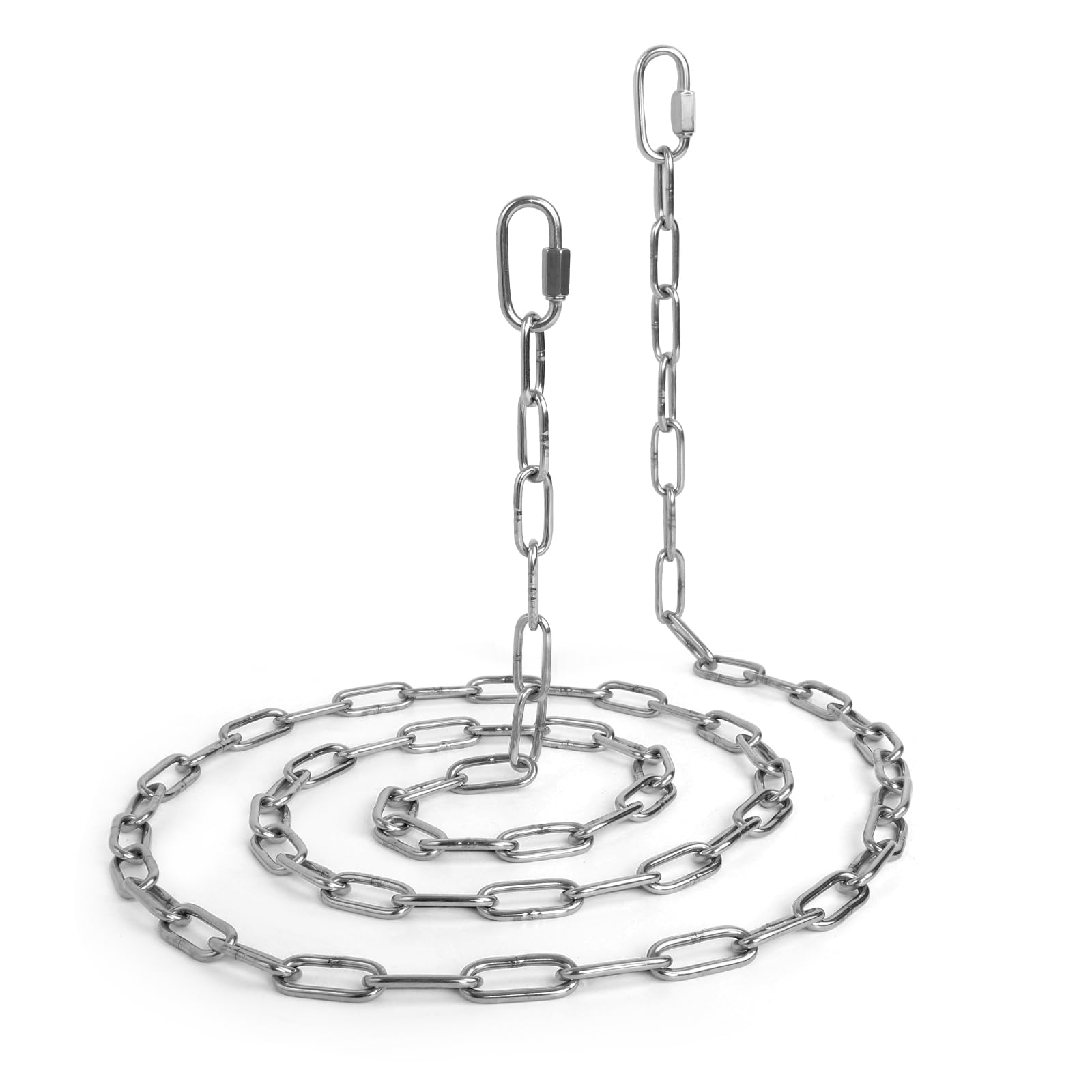 6 Feet Small Metal Chain with Hooks, 120 Pounds Light Weight Chain Link, 1/8 Inch Thin Adjustable Stainless Steel Chain for Bird Feeder, Plant, Fruit Basket Decorative Hanging, Silver