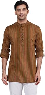 Fabindia Green Cotton Stripe Short Kurta Price In India