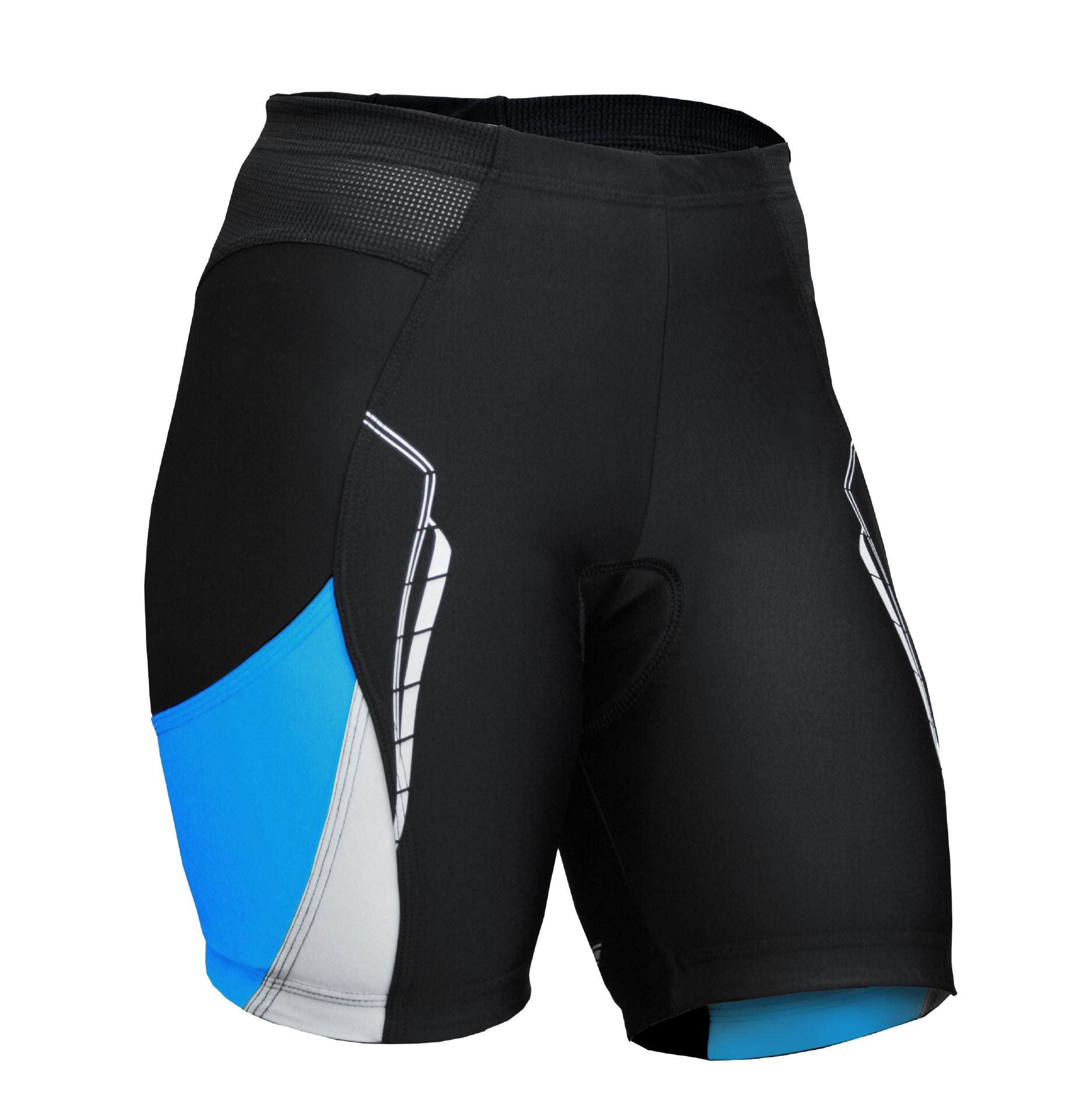 ANA, pantaloncini da ciclismo da donna con imbottitura in gel, Donna, Nero - blu - bianco, XL