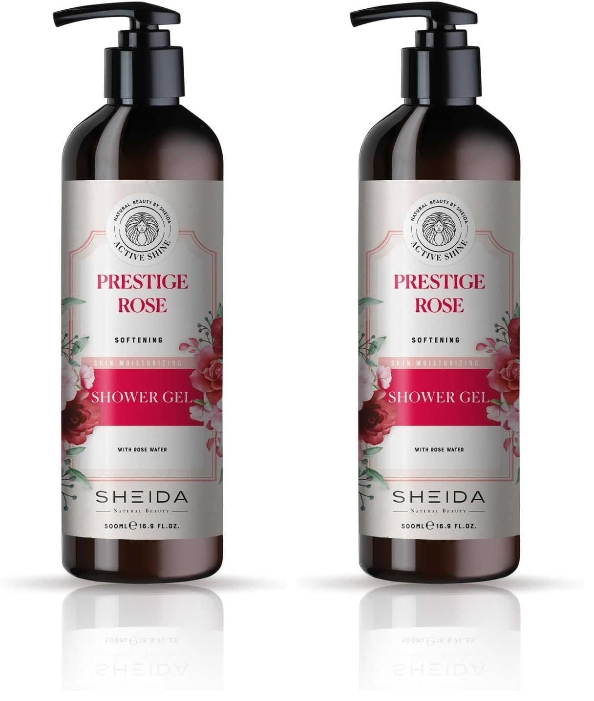 Sheida Active Shine Yumuşatıcı Duş Jeli Gül Suyu 500ml (2 paketi)