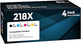 W.L.M 4-Pack 218X Toner Cartridges Set (with Chip) Compatible for HP 218X W2180X 218A HP218X Toner Use for Color LaserJet Pro MFP 3301fdw 3301cdw 3301sdw Pro 3201dw Printer High Yield Ink (BK/C/Y/M)