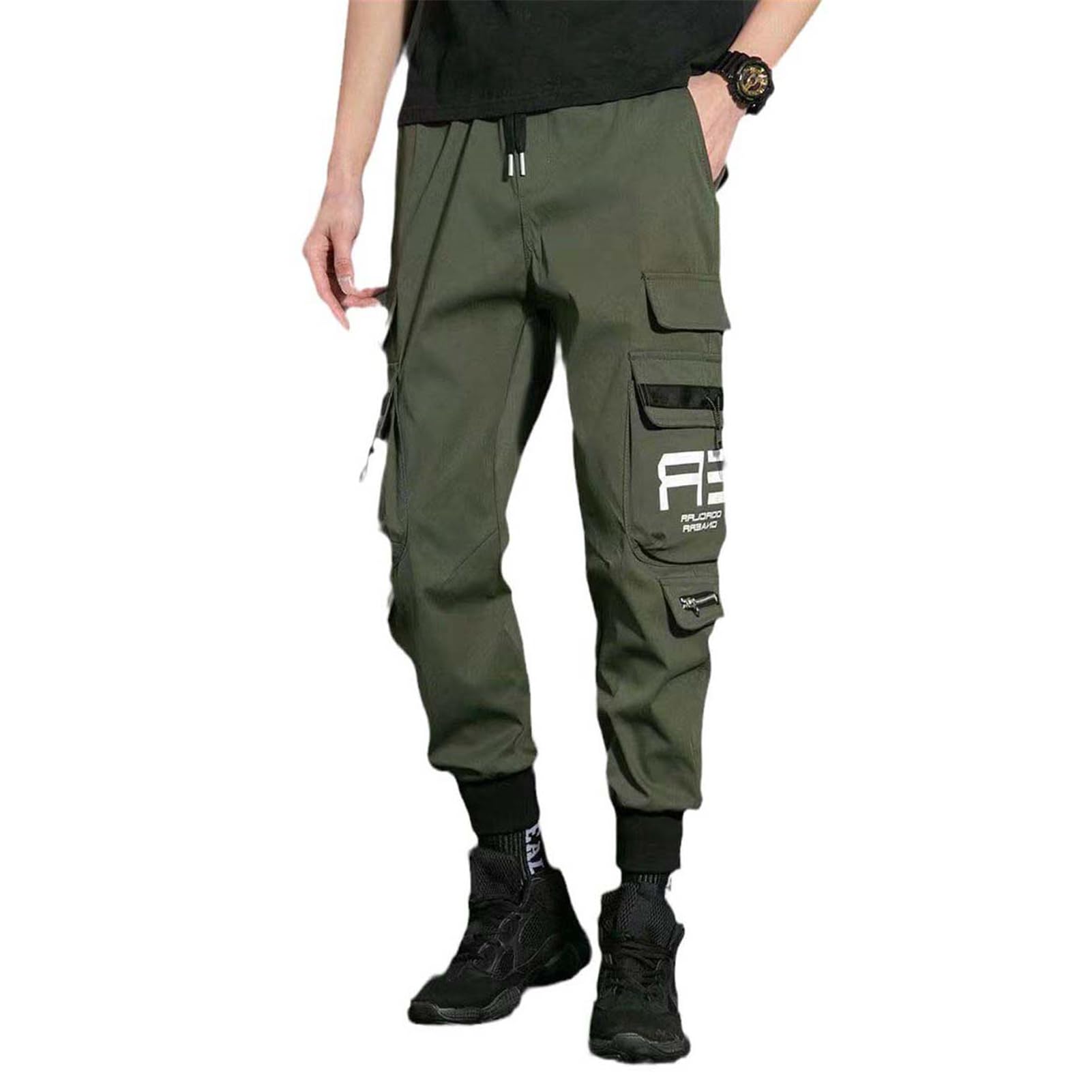 Pantalon cargo homme multi-poches avec rubans techniques suspendus