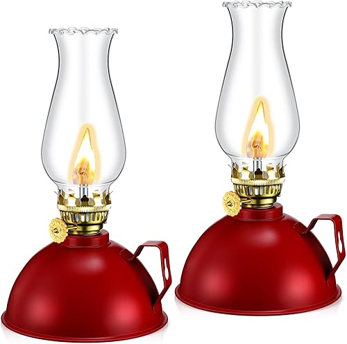 Lámpara de aceite de 2 piezas para interiores, lámpara de queroseno para interiores, lámparas de aceite de vidrio de metal para interiores, lámpara