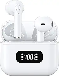 Fones de Ouvido Bluetooth Tranya True Wireless, 4 Microfones para Chamadas Claras, Controle de Botão Preciso, Bateria de Longa Duração, Conforto o Dia Todo