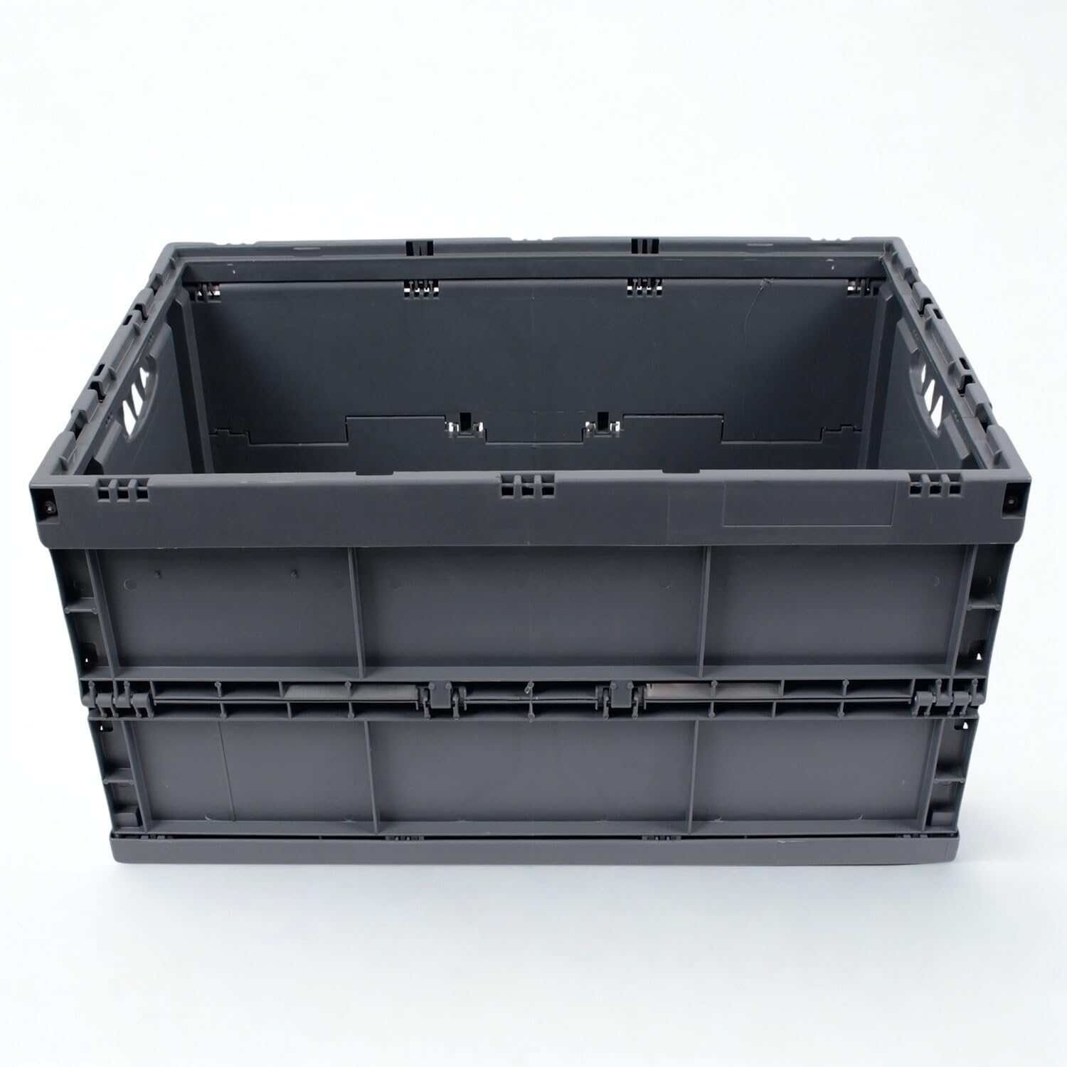 Klappbox stabil faltbar, Klappkiste groß 60L, Made in Germany, TÜV zert., Transportkiste klappbar, Faltbox mit Griff, 60x40x32 cm, Traglast bis 50kg, Grau