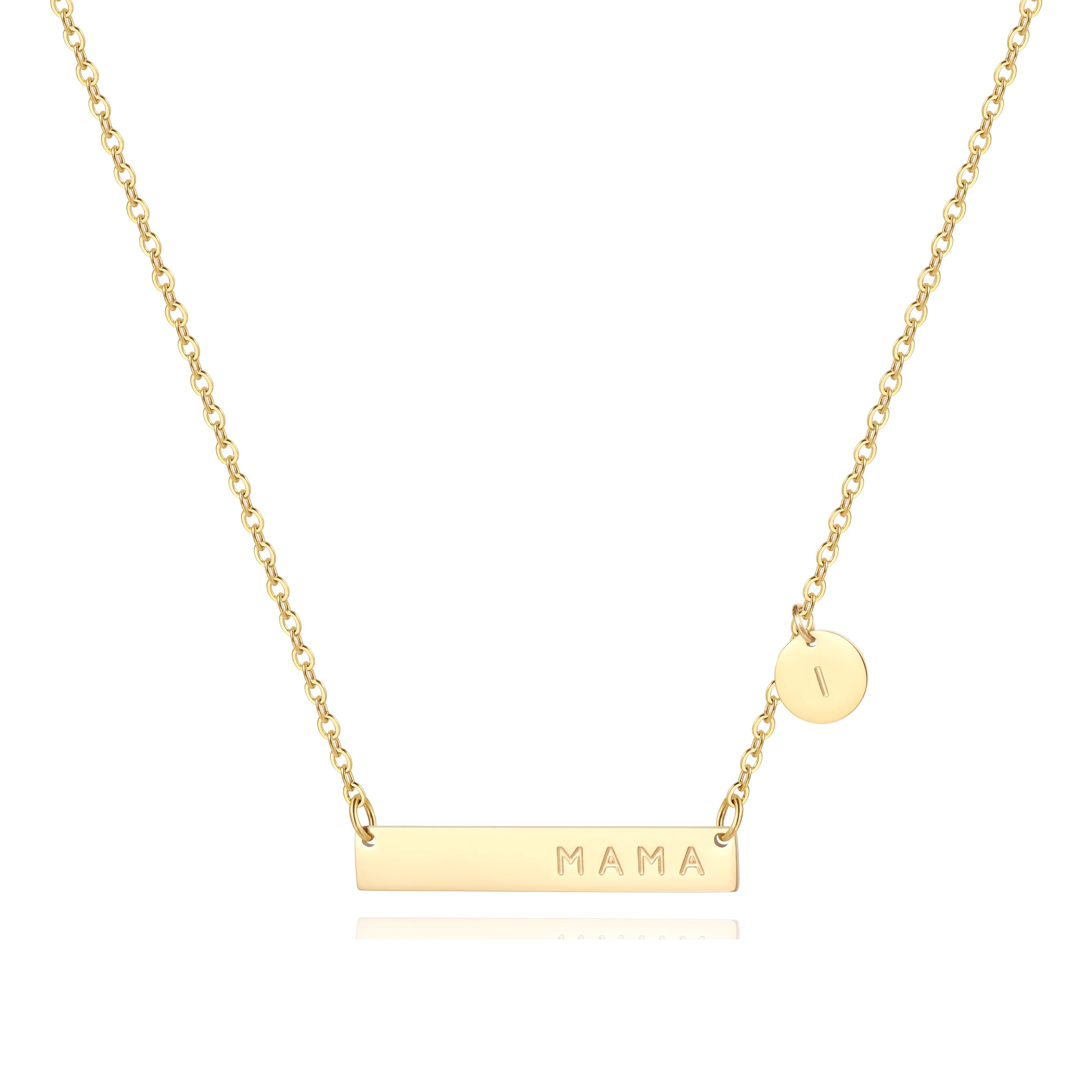 Tavuala MAMA Bar Necklace,Initial Necklace,mama necklaces for women,18K Gold Plated Mama Necklace,Mothers Day Gifts
