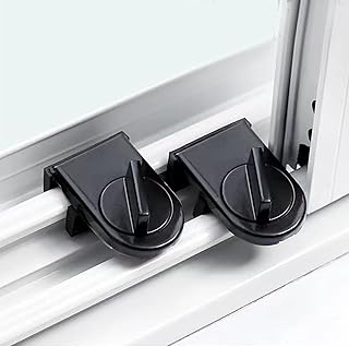 2 Pcs Sliding Door Child Lock, Safety Lock, Child/Baby Safety Slide Window Locks,Slide Window Locks for Vertical & Horizontal Sliding Windows Doors Lock,Adjustable Sliding Door Window Locks & Latches