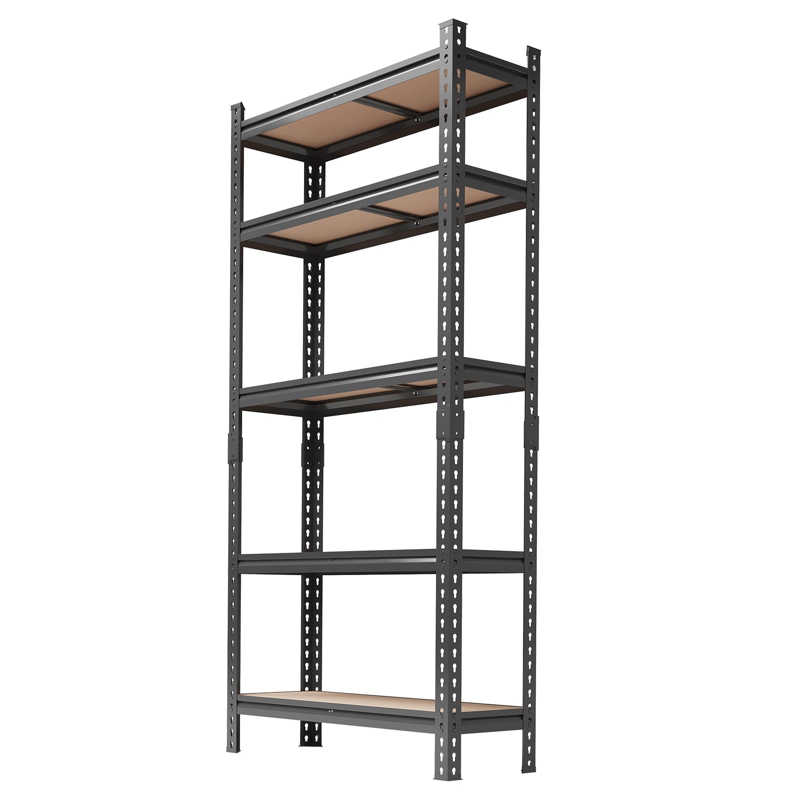 5-Tier Heavy Duty Adjustable Metal Storage Unit, 72" h x 35.5" w x 12" d, for Garage, Basement, Warehouse, Pantry, Closet, Kitchen, Black
