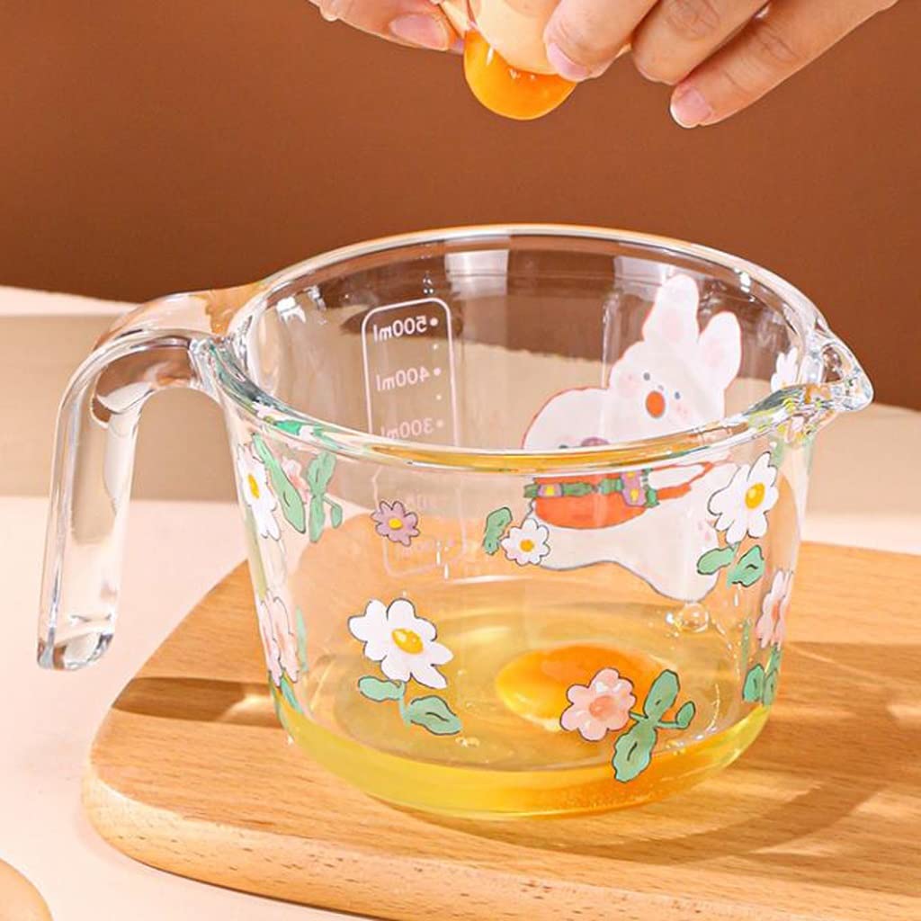 XMING Taza medidora de vidrio con escala y asa for taza de leche doméstica, taza de leche de soja for desayuno en microondas (Color : B)