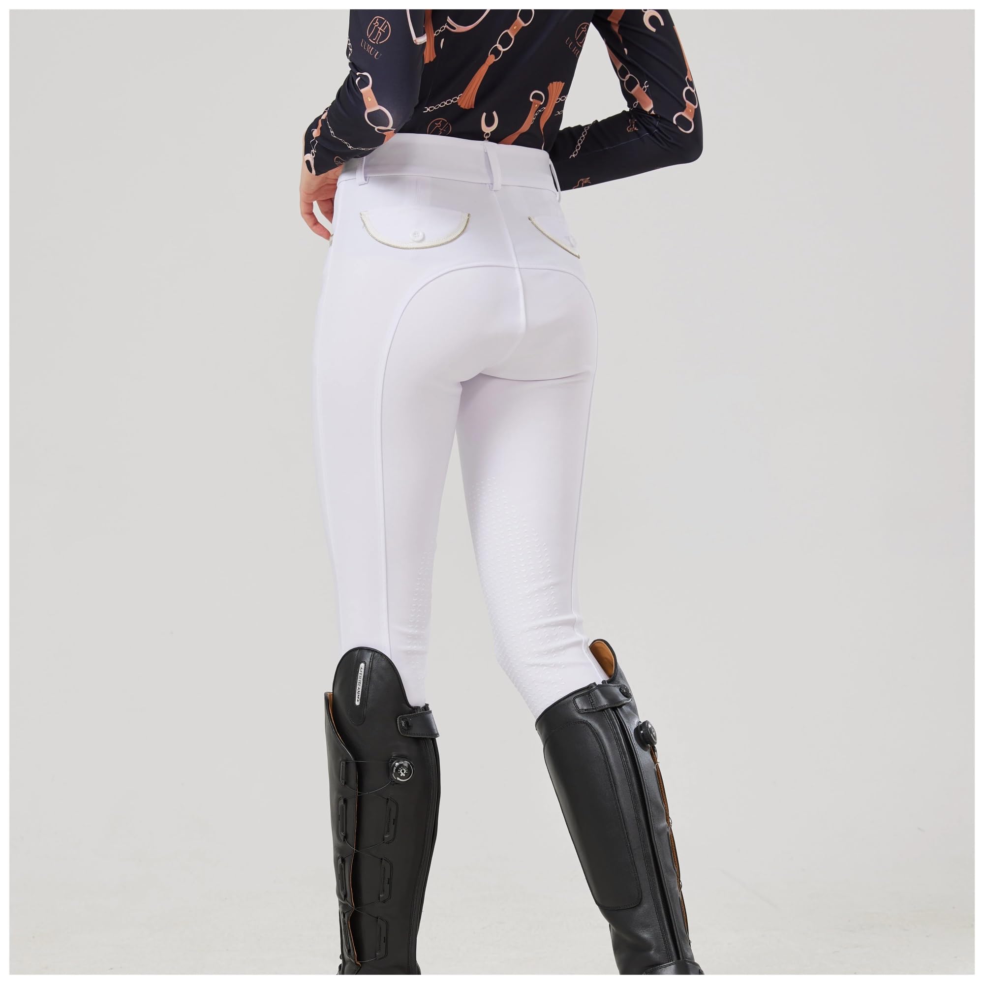 Pantaloni da Equitazione in Silicone Intrecciato, Pantaloni da Equitazione da Donna, Pantaloni in Silicone Intrecciati, Elastici, Piccoli, Resistenti all'Usura(L)