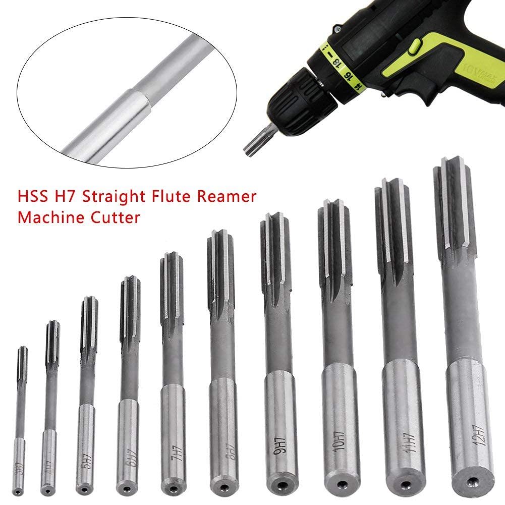 10 pz H7 Set di Alesatori HSS Dritto Flauto Alesatore Macchina Cutter 3/4/5/6/7/8/9/10/11/12mm