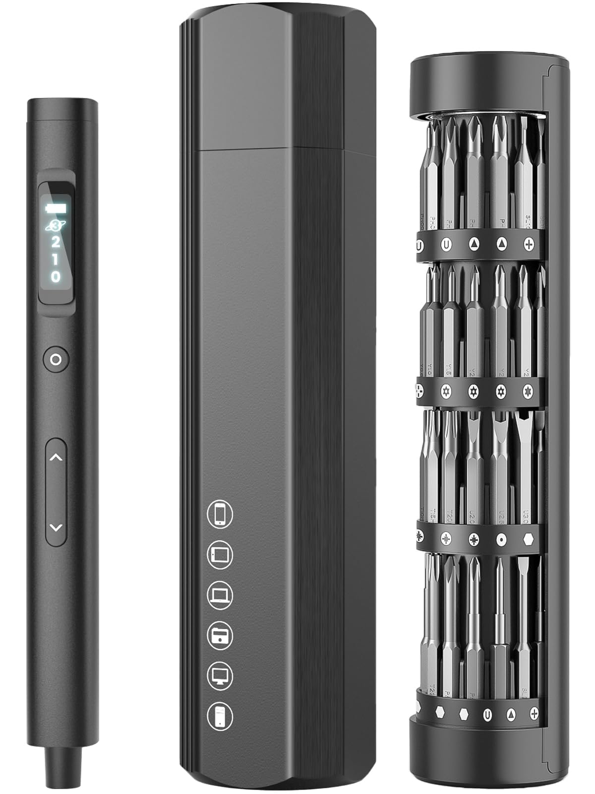 Mini 3.7V Electric Screwdriver – Precision Cordless Screwdriver Set with 62-in-1 Magnetic Bits, Rotatable Rack, 5/32'' Hex, Repair Tool Kit for Phone, Camera, Laptop, Watch, ELEC– 65pcs