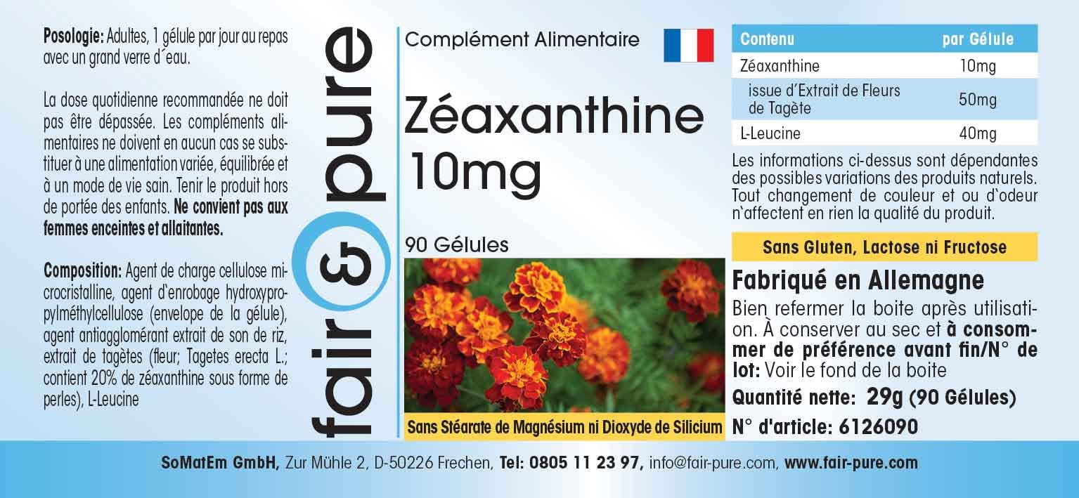 Fair & Pure® - Zeaxantina 10mg - Naturale - da fiore di calendula - Vegan - 90 Capsule