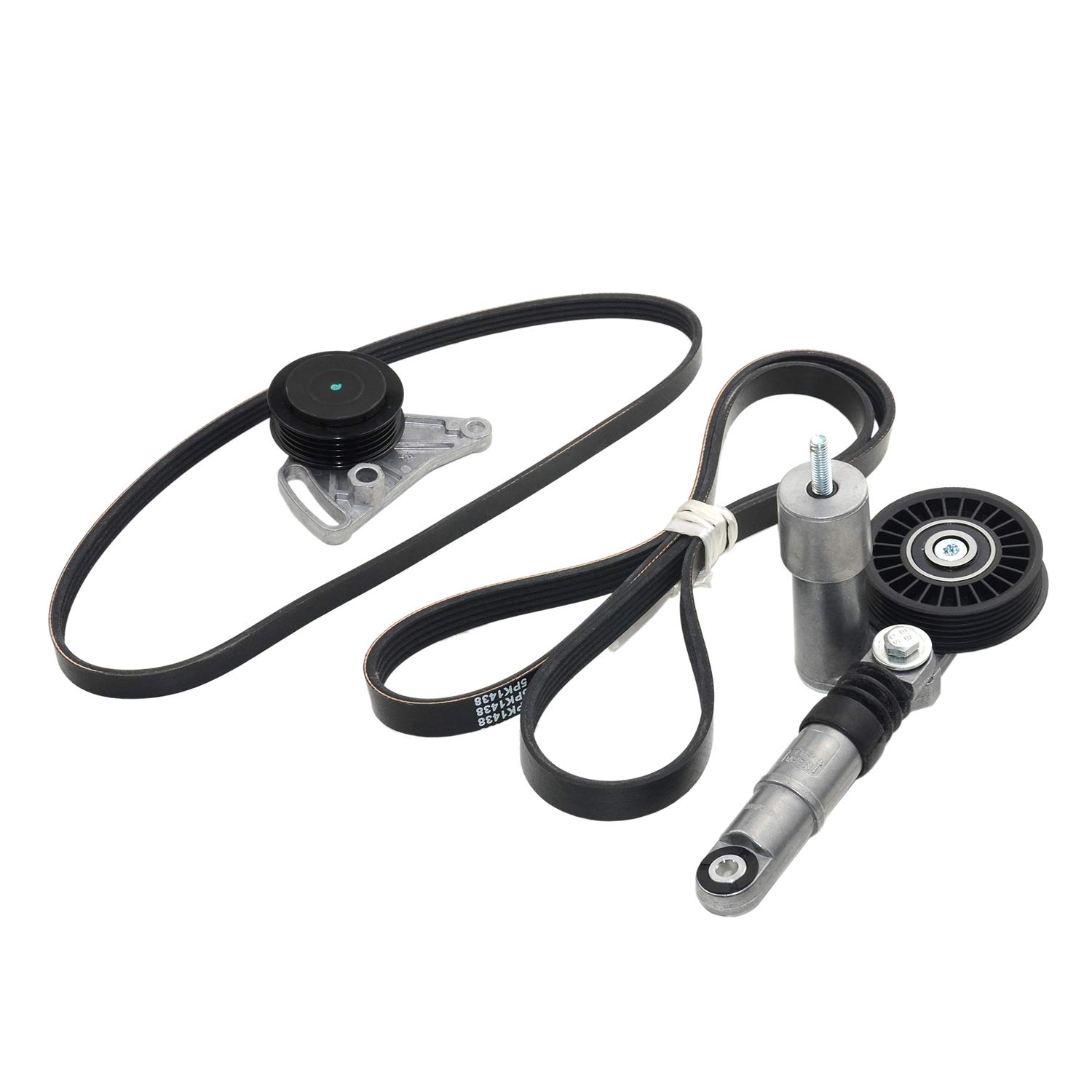 Juego de polea tensora y correa compatible con 1.9 TDI 038145299A 058260511 4PK855 5PK1438