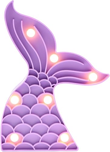 Bonita luz nocturna de cola de sirena, suministros de fiesta de sirena, decoraciones de fiesta de cumpleaños de sirena, lámpara de sirena, luz LED a