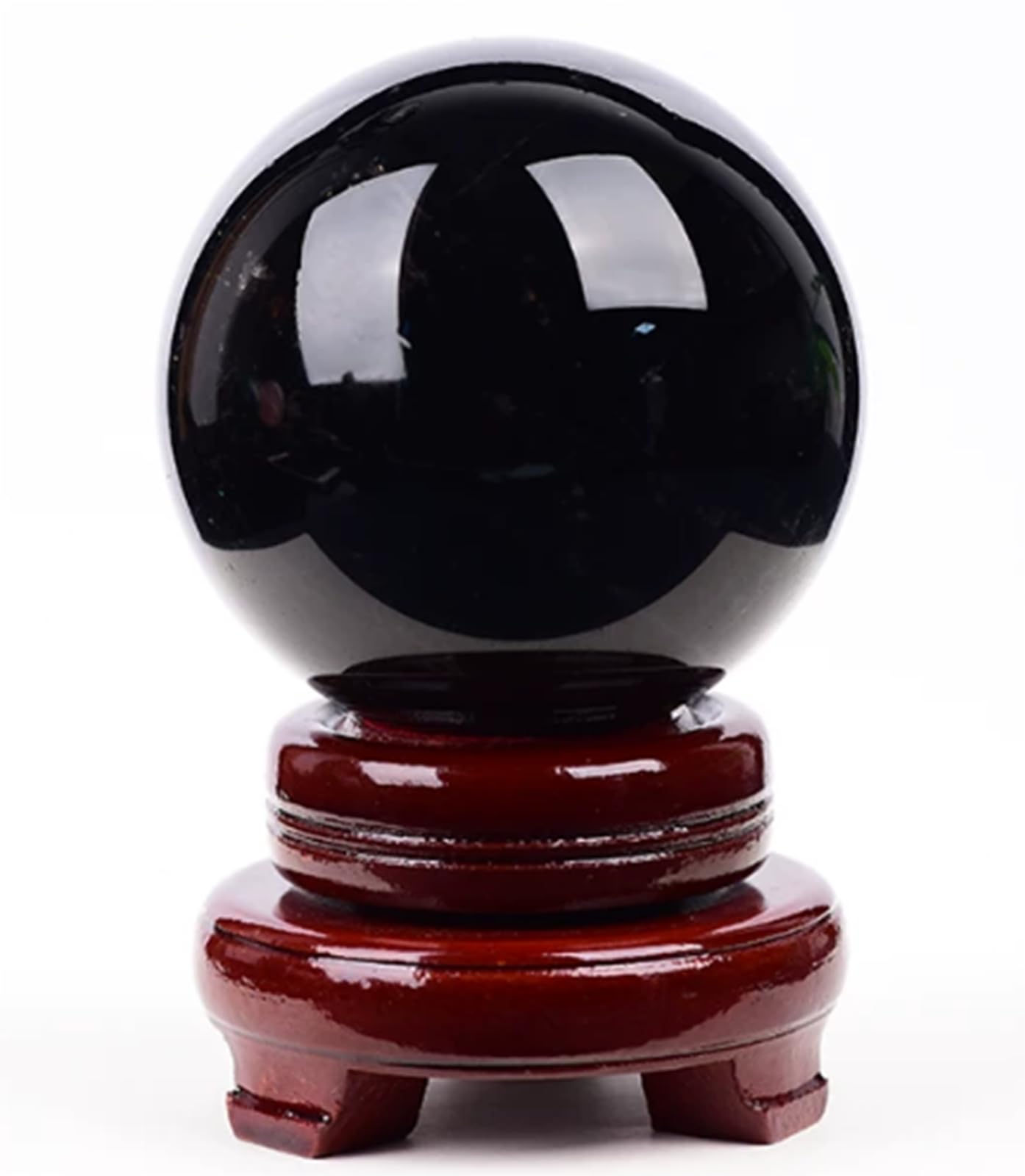 NHDVDVAV Obsidian Crystal Ball for Divination,Natural Black Crystal Sphere with Stand for Meditation Crystal Home Decoration Desktop Ornament,5.1"(13cm)