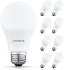LUXRITE A19 LED Light Bulb 60 Watt Equivalent, Non Dimmable, CRI80, 5000K Bright White, 800LM, Standard LED Light Bulbs 8W, E26 Base, Enclosed Fixture Rated, Damp Rated, ETL Listed 8 Pack