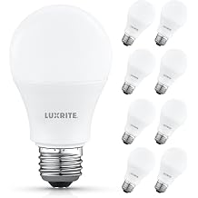 LUXRITE A19 LED Light Bulb 60 Watt Equivalent, Non Dimmable, CRI80, 4000K Cool White, 800LM, Standard LED Light Bulbs 8W, E26 Base, Enclosed Fixture Rated, Damp Rated, ETL Listed 8 Pack