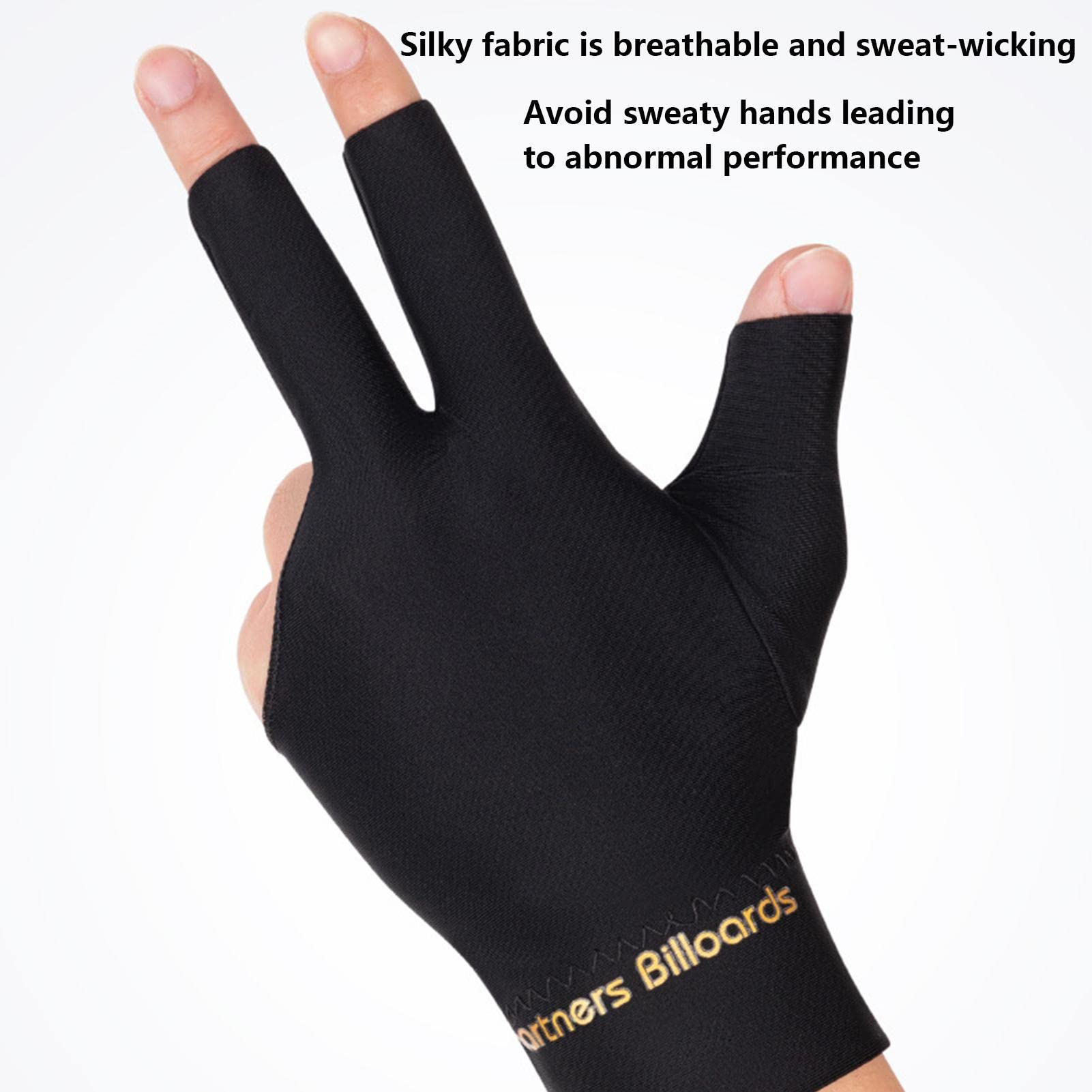 Guanto Da Biliardo Mancino 3 Dita In Poliestere – Antiscivolo, Con Velcro Regolabile, Nero-rosso