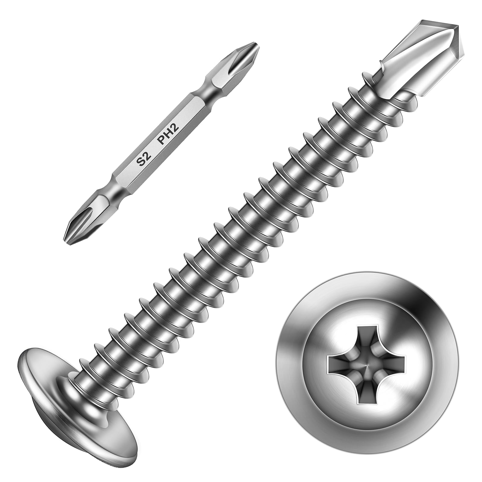 Self Tapping Screws for Metal - 200 Pack -23 Self Tapping Screws for Metal - 200 Pack -23