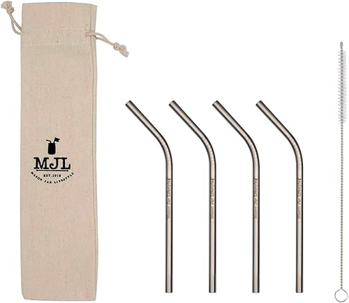 Pajitas cortas de acero inoxidable, pajitas de metal fino dobladas de 6 pulgadas con cepillo de limpieza y bolsa, popote de metal corto reutilizable