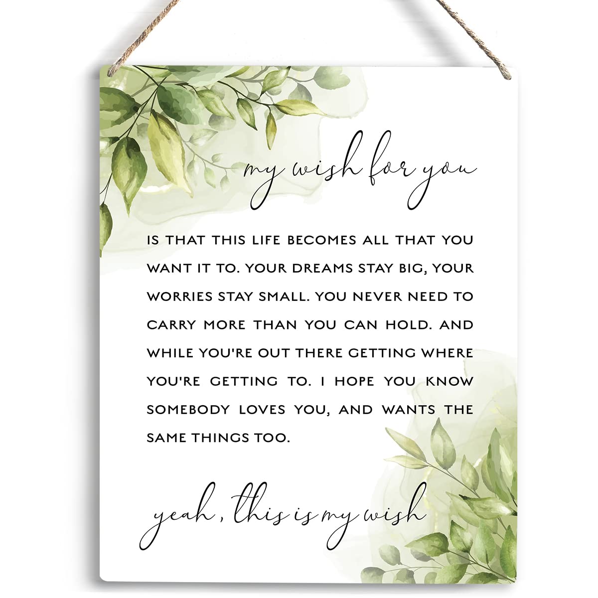 Photo 1 of *SET OF 2* Inspirational Wall Art Nursery Decor My Wish For You Wooden Hanging Sign My Wish Quotes Decor My Wish Lyrics Song Lyrics Wall Art Library Decor Dream Big Graduation Nursery Gifts 10x8 Inches