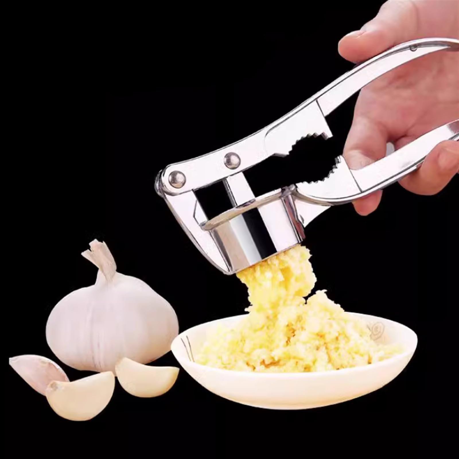 Knoblauchpresse und Fleischwolf, 2-in-1-Küchenwerkzeug mit Rostschutz und einfacher Reinigung, perfekt für Knoblauch und Ingwer, robuster Edelstahl