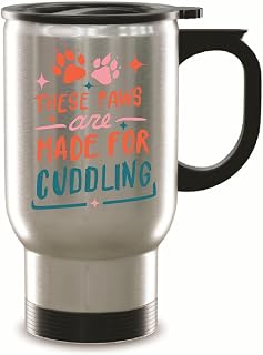 Gift for Pet Lovers Cuddling Paws Lettering Design for Dogs Cats 14oz Steinless Steel Travel Mug