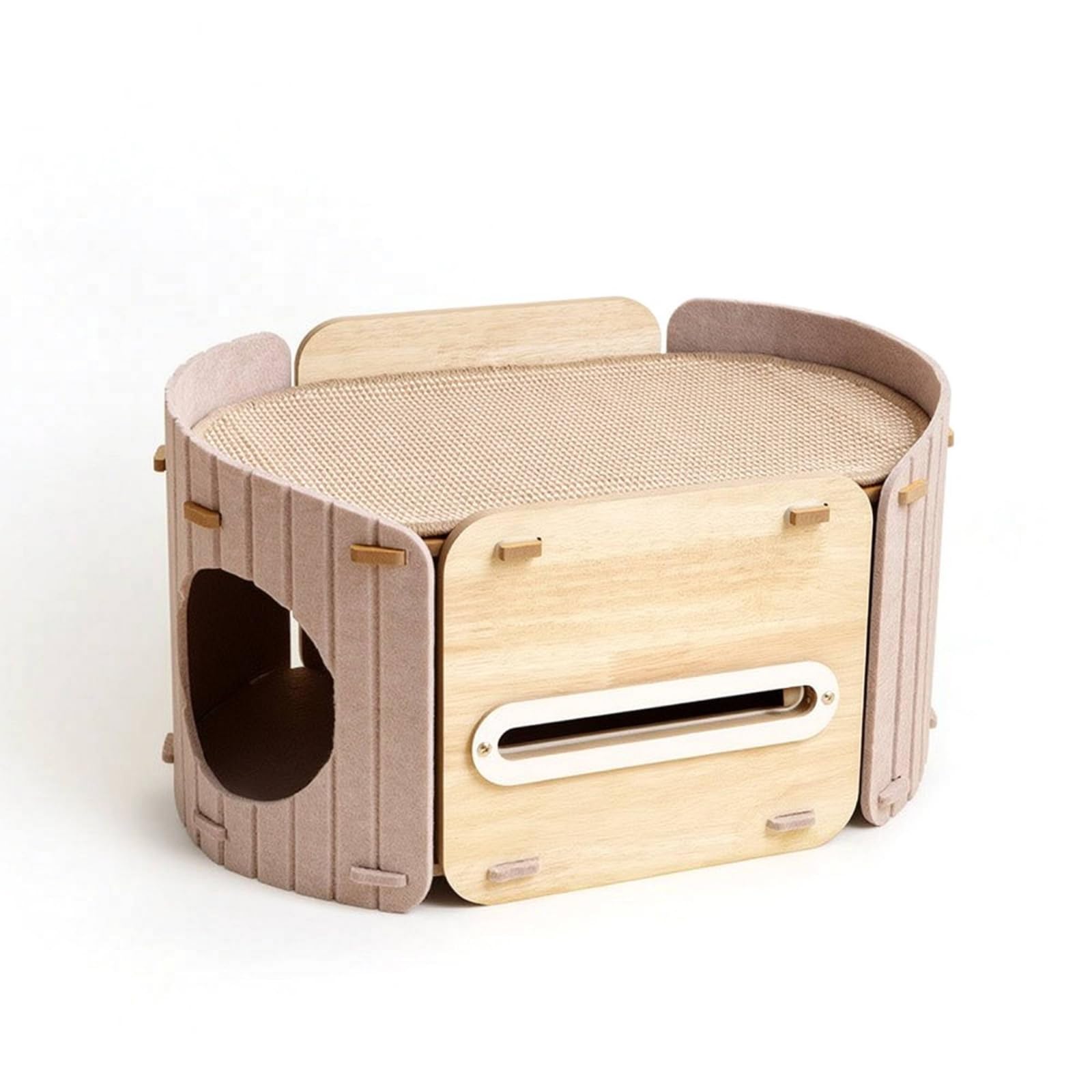 Qianly Casetta Tiragraffi Accogliente Cuccia in Feltro Basso Cuccia con Palla da Gioco per Gatti, Gattini, Salotto