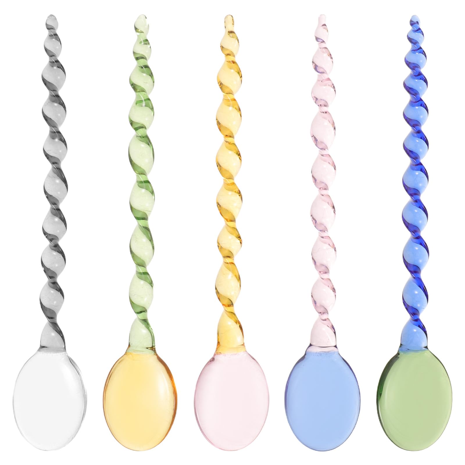 Zerodeko Set di 5 cucchiai da mescolare in Vetro, Bastoncini per Cocktail.