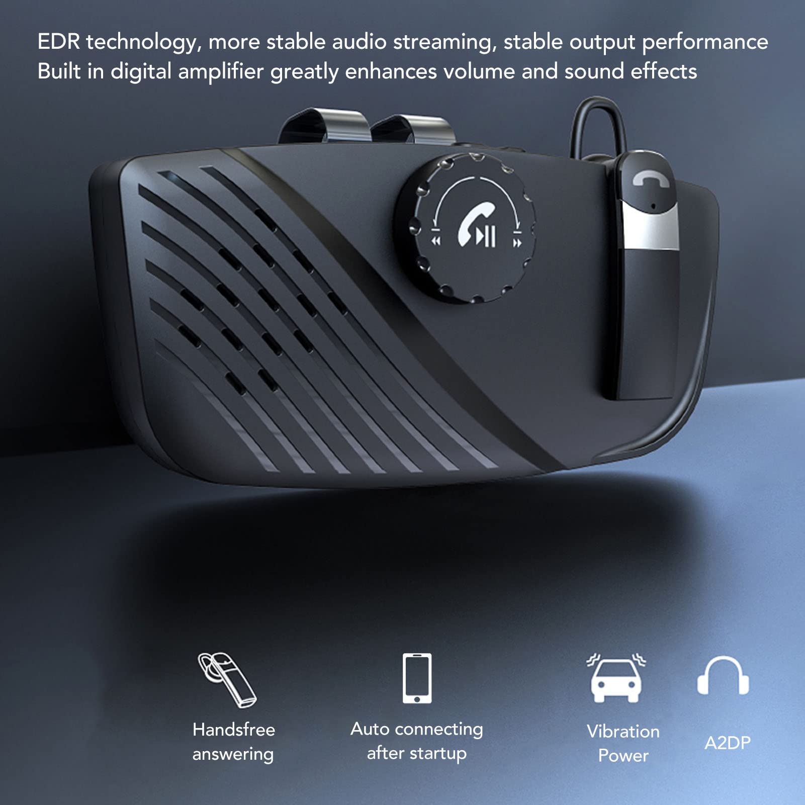 Vivavoce per Auto Bluetooth 5.0, Può Cambiare Rapidamente Chiamate Private, Connessione Automatica, con Clip Posteriore in Metallo, Kit Vivavoce per Riduzione Del Rumore Dell'auto per Camion, Autobus