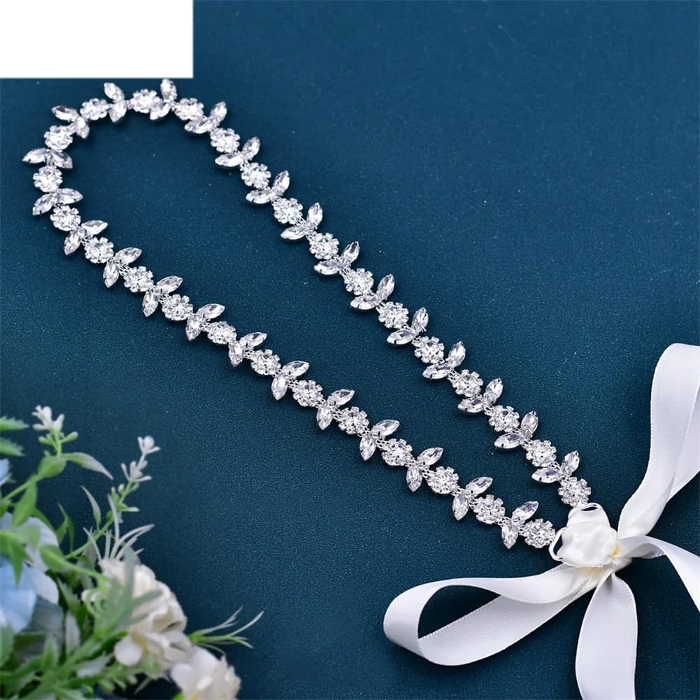 Cinturón de novia fino para vestido de novia, cinta plateada para vestidos de novia