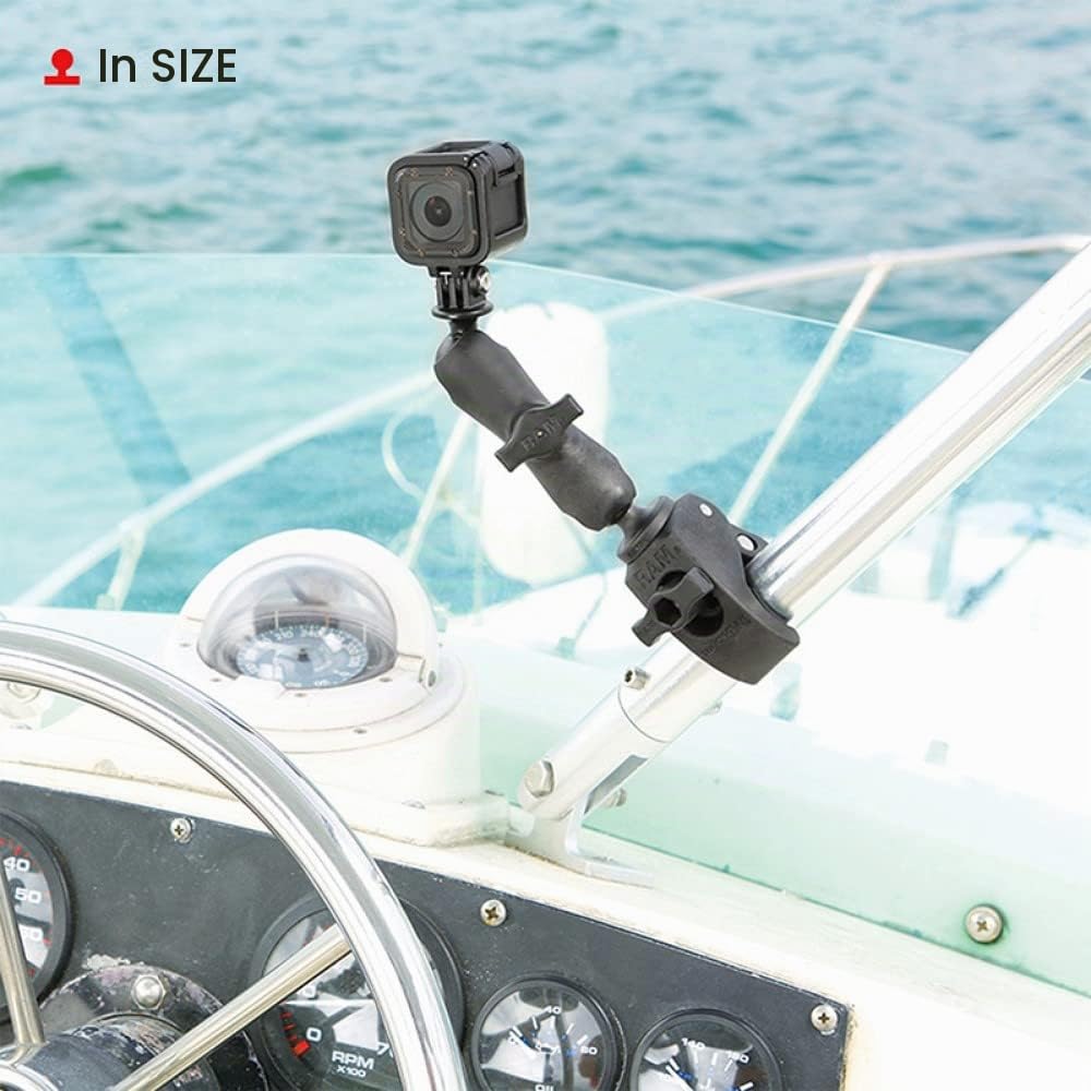 Supporti RAM (RAP-B-400U), Piccola articolazione con Una Sfera in Gomma di Diametro da 2,5 cm | Adatto a binari e barre da 1,587 a 2,90 cm, base a morsetto composita per sistemi RAM Mounts